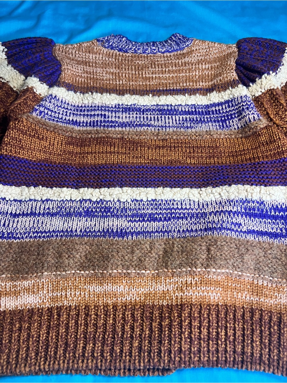 Ulla Johnson Samara Wool Alpaca Patchwork Stripe Balloon Sweater S Ghosts TV - Picture 14 of 16